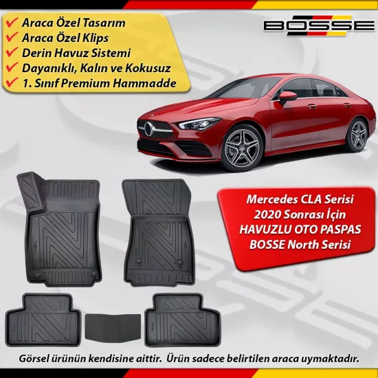 Mercedes CLA Serisi Paspas Araca Özel C118 - X118 Kasa 2020 Sonrası Derin Havuzlu Paspas Serisi