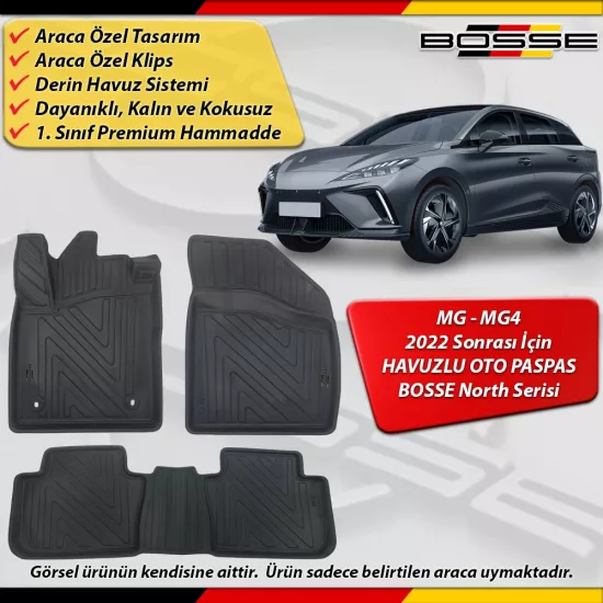 MG MG4 Paspas Araca Özel 2022 Ve Sonrası İçin Derin Havuzlu Paspas BOSSE North Serisi
