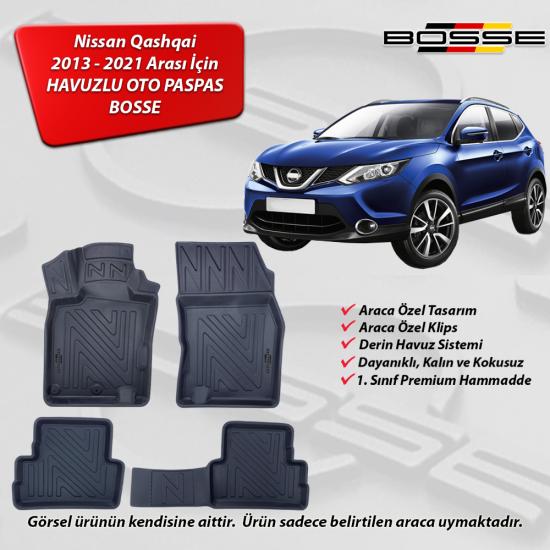 Nissan Qashqai Paspas Araca Özel 2013 - 2021 BOSSE 3D Havuzlu Oto Paspas
