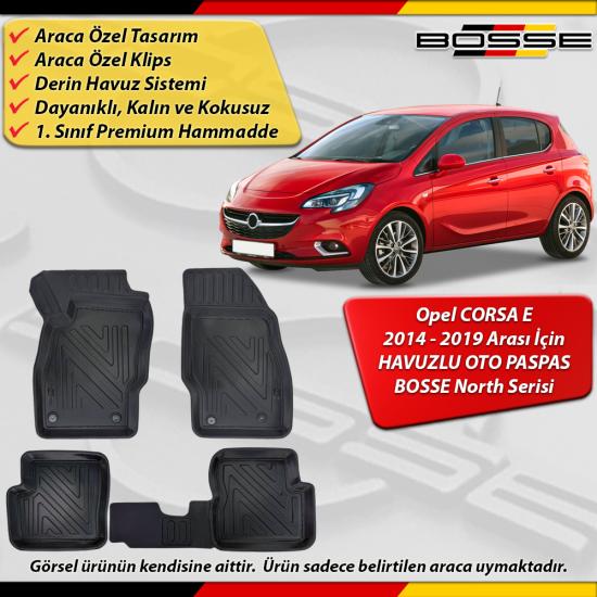 Opel Corsa E Paspas Araca Özel 2014 - 2019 Arası İçin Derin Havuzlu Paspas BOSSE North Serisi