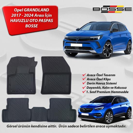 Opel Grandland Paspas Araca Özel 2017 2024 Arası BOSSE 3D Havuzlu Oto Paspas