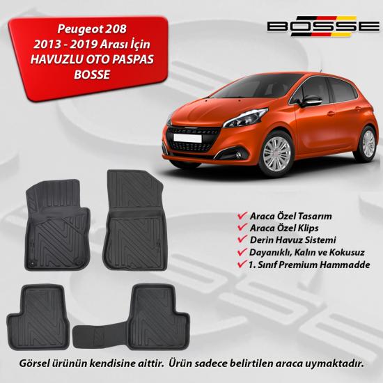 Peugeot 208 Paspas Araca Özel 2013 2019 BOSSE 3D Havuzlu Oto Paspas