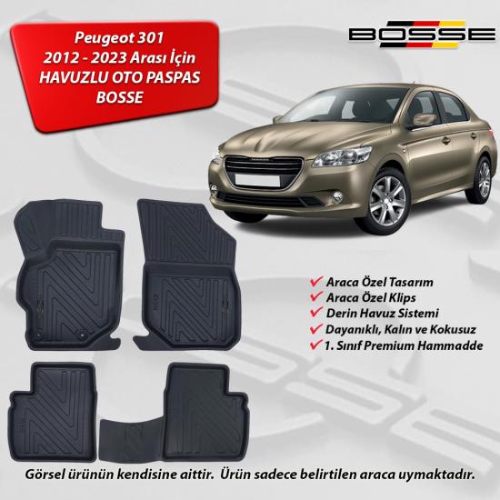 Peugeot 301 Paspas Araca Özel 2012 2023 Arası BOSSE 3D Havuzlu Oto Paspas Paspas