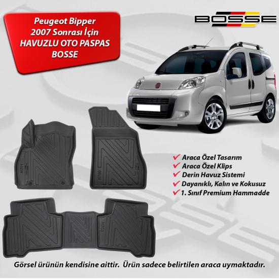 Peugeot Bipper Paspas Araca Özel 2008 2021 BOSSE 3D Havuzlu Oto Paspas