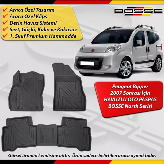 Peugeot Bipper Paspas Araca Özel 2008 Sonrası Derin Havuzlu BOSSE North Serisi