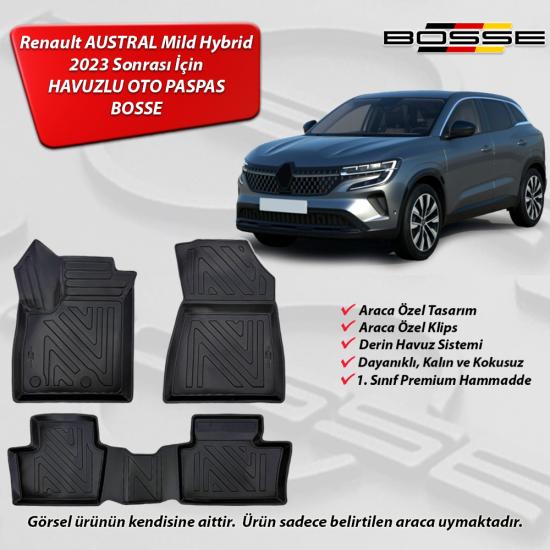 Renault Austral Paspas Araca Özel (Full Hybrid) 2023 Sonrası BOSSE 3D Havuzlu Oto Paspas