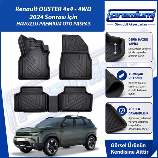 Dacia Duster 4X4 Paspas Araca Özel 2024 Ve Sonrası Derin Havuzlu Premium Oto Paspas