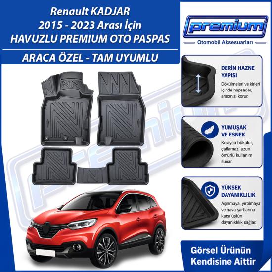 Renault Kadjar Paspas Araca Özel 2015 2023 Arası Derin Havuzlu Premium Oto Paspas