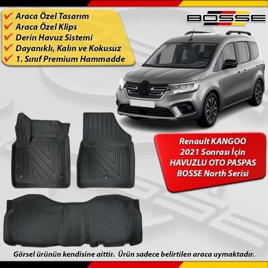 Renault Kangoo Paspas Araca Özel Paspas 2021 ve Sonrası Derin Havuzlu Paspas BOSSE North Serisi
