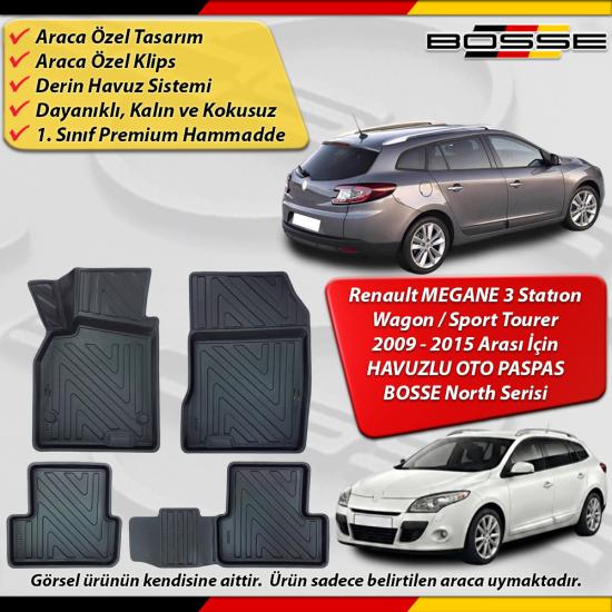 Renault Megane 3 Paspas Sport Tourer Araca Özel Paspas 2009 2015 Derin Havuzlu Bosse North