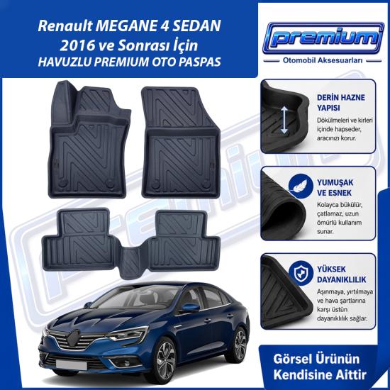 Renault  Megane 4 Sedan Paspas Araca Özel 2016 Ve Sonrası Derin Havuzlu Premium Oto Paspas