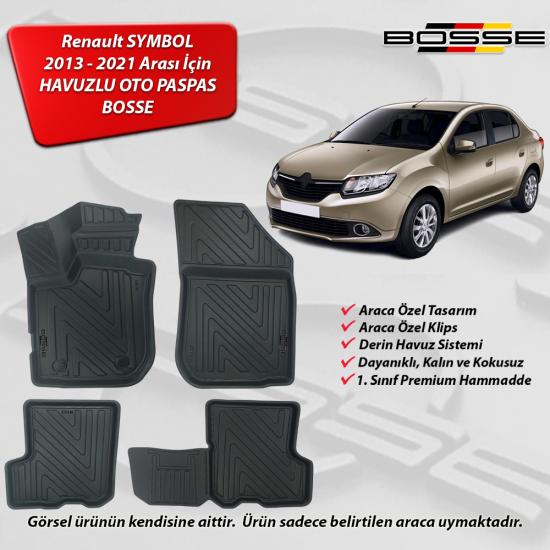 Renault Symbol Paspas Sedan 2013 2020 Arası BOSSE 3D Havuzlu Oto Paspas