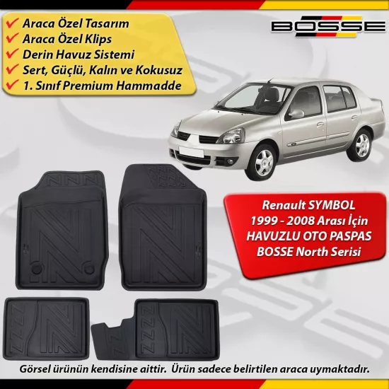 Renault Symbol Paspas Araca Özel 1999-2008 Derin Havuzlu Paspas BOSSE North Serisi