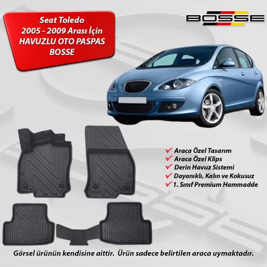 Seat Toledo Paspas Araca Özel Paspas 2005 - 2009 Arası BOSSE 3D Havuzlu Oto Paspas