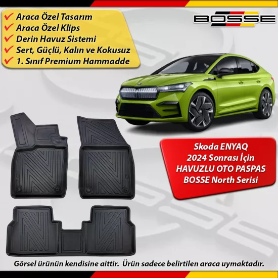 Skoda Enyaq Paspas Araca Özel 2024 Sonrası Derin Havuzlu BOSSE North Serisi