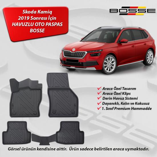 Skoda Kamiq Paspas Araca Özel 2019 Sonrası BOSSE 3D Havuzlu Oto Paspas