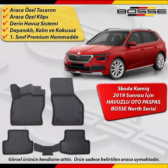 Skoda Kamiq Paspas Araca Özel 2019 Sonrası Derin Havuzlu Paspas BOSSE North Serisi