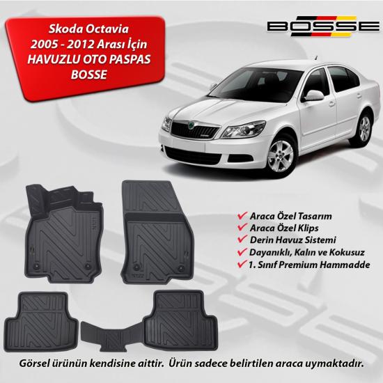Skoda Octavia Paspas Paspas Araca Özel 2005 2012 BOSSE 3D Havuzlu Oto Paspas