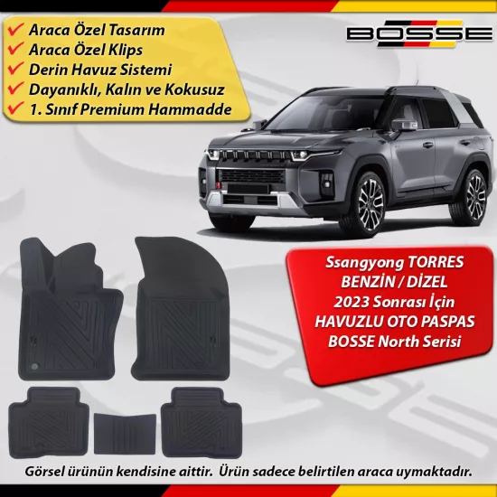 SSANGYONG TORRES Paspas Araca Özel BENZİN / DİZEL 2023 Sonrası Derin Havuzlu BOSSE North Serisi
