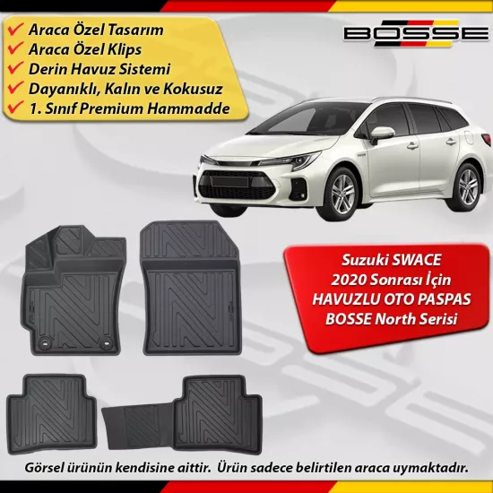 Suzuki Swace Paspas Araca Özel 2020 Sonrası İçin Derin Havuzlu Paspas BOSSE North Serisi