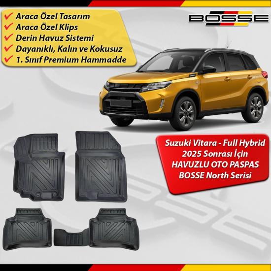 Suzuki Vitara Paspas Full Hybrid Araca Özel 2025 Sonrası İçin Derin Havuzlu Paspas North Serisi