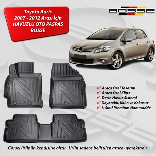 Toyota Auris Paspas Araca Özel Paspas 2007 - 2012 Arası BOSSE 3D Havuzlu Oto Paspas