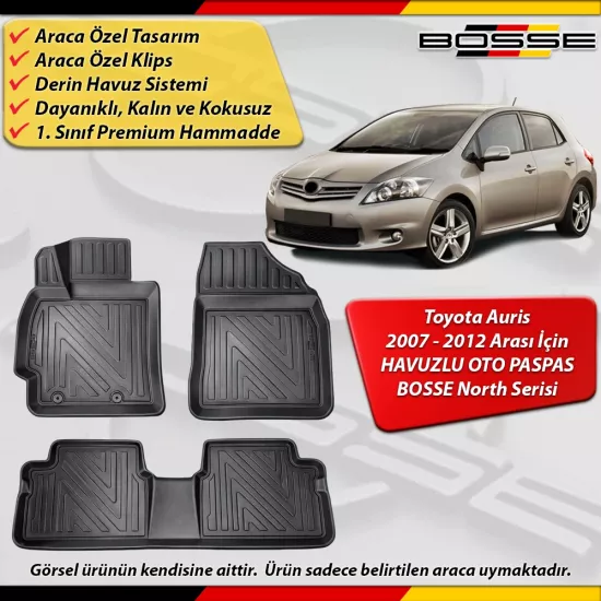 Toyota Auris Paspas Araca Özel Paspas 2007 - 2012 Arası Derin Havuzlu Paspas BOSSE North Serisi