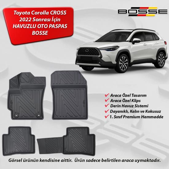 Toyota Corolla Cross Paspas Araca Özel 2022 Sonrası BOSSE 3D Havuzlu Oto Paspas