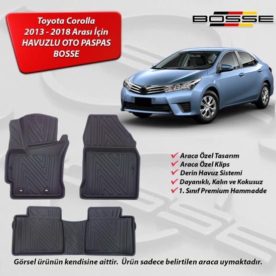Toyota Corolla Paspas Araca Özel 2013 2018 BOSSE 3D Havuzlu Oto Paspas