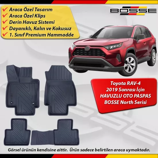 Toyota Rav-4 Paspas RAV4 Araca Özel Paspas 2019 Sonrası Derin Havuzlu Paspas BOSSE North Serisi