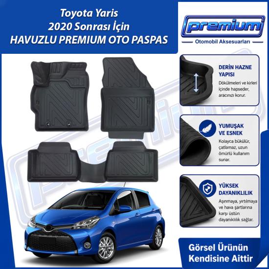 Toyota Yaris Paspas Araca Özel 2020 Sonrası İçin Derin Havuzlu Premium Oto Paspas