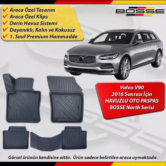 Volvo V90 Paspas Araca Özel 2016 Ve Sonrası Derin Havuzlu BOSSE North Serisi