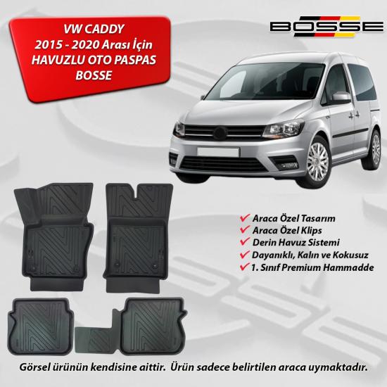 VW Caddy Paspas Araca Özel 2015 - 2020 Arası BOSSE 3D Havuzlu Oto Paspas