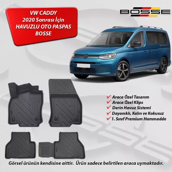 Vw Caddy Paspas Derin Havuzlu 2021 Sonrası BOSSE Premium Paspas