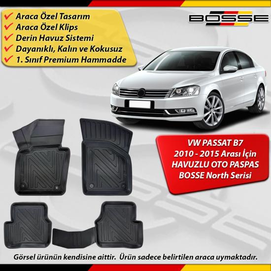 VW Passat B7 Paspas Araca Özel 2011 - 2014 Arası İçin Derin Havuzlu Paspas BOSSE North Serisi