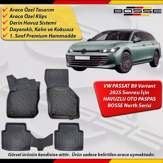 VW Passat B9 Paspas Araca Özel Variant STW 2025 Sonrası Derin Havuzlu BOSSE North Serisi