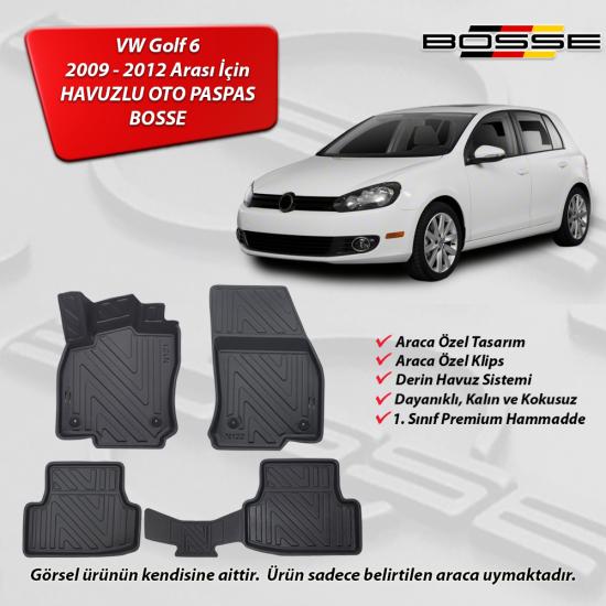 VW Golf 6 Paspas Araca Özel 2009 2012 BOSSE 3D Havuzlu Oto Paspas