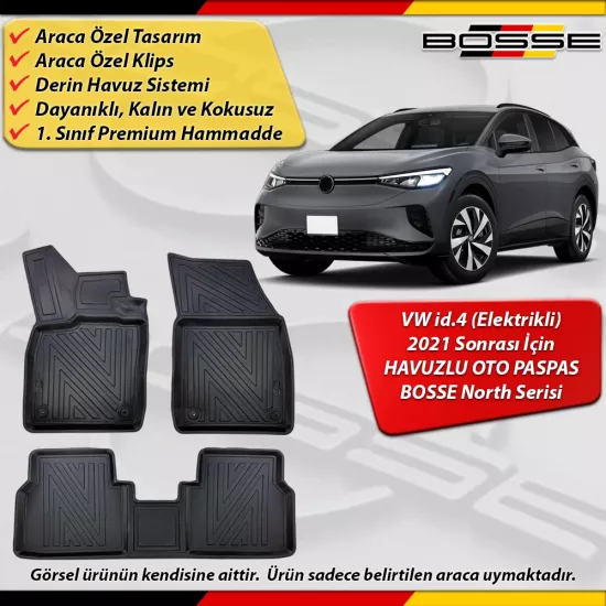 VW id-4 Paspas Araca Özel VW id4 Paspas 2021 Sonrası Derin Havuzlu BOSSE North Serisi