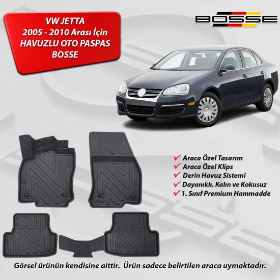 VW Jetta Paspas Araca Özel 2005 2010 BOSSE 3D Havuzlu Oto Paspas
