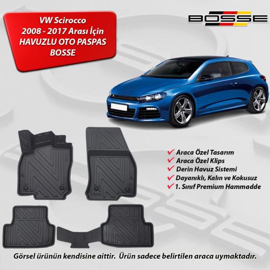 VW Scirocco Paspas Araca Özel 2008 2017 BOSSE 3D Havuzlu Oto Paspas