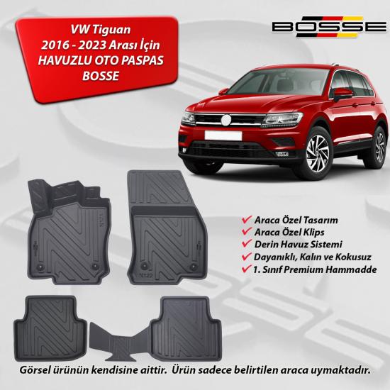 VW Tiguan Paspas Araca Özel 2016 - 2023 BOSSE 3D Havuzlu Oto Paspas