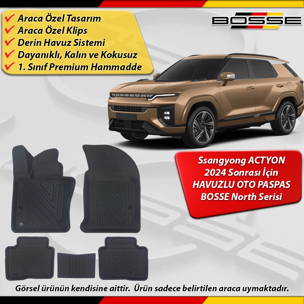 SSANGYONG ACTYON Paspas Araca Özel 2024 Sonrası Derin Havuzlu BOSSE North Serisi