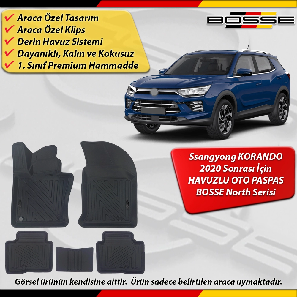 SSANGYONG KORANDO Paspas Araca Özel (C300) 2020 Sonrası Derin Havuzlu BOSSE North Serisi
