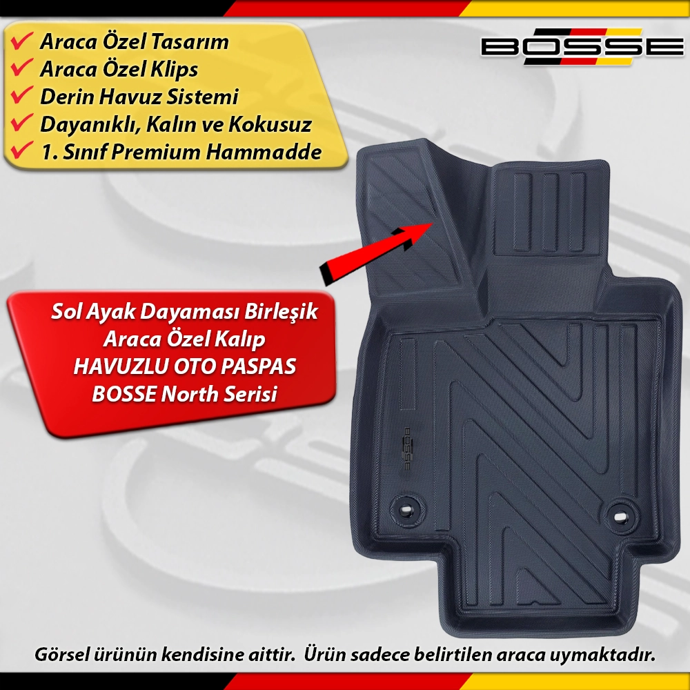 Suzuki Across Paspas Araca Özel 2020 Sonrası Derin Havuzlu Paspas BOSSE North Serisi