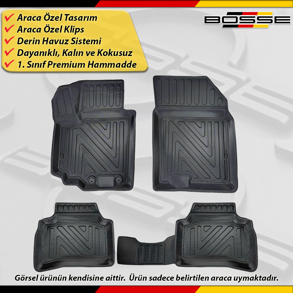 Suzuki Vitara Paspas Araca Özel 2015 - 2025 Arası İçin Derin Havuzlu Paspas BOSSE North Serisi