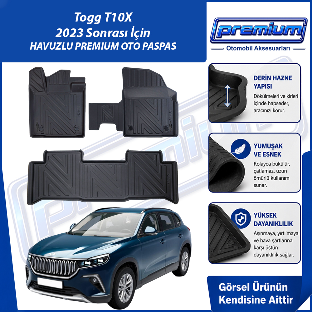 Togg T10X Paspas Araca Özel SUV 2023 Ve Sonrası Derin Havuzlu Premium Oto Paspas