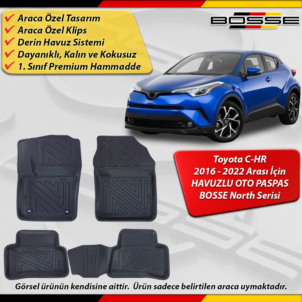 Toyota CHR Paspas Araca Özel C-HR 2016 - 2022 Arası Derin Havuzlu BOSSE North Serisi