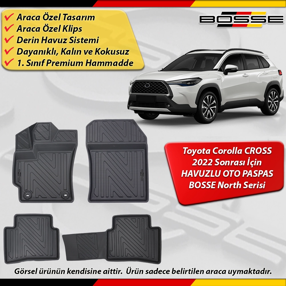 Toyota Corolla Cross Paspas Araca Özel 2022 Ve Sonrası Derin Havuzlu BOSSE North Serisi