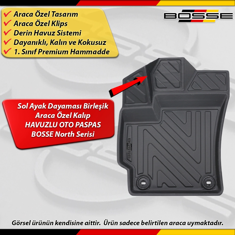 Toyota  Corolla Paspas Sedan Araca Özel 2019 Ve Sonrası Derin Havuzlu BOSSE North Serisi