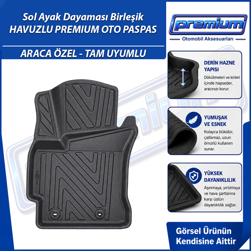 Toyota Corolla Paspas Araca Özel 2013 - 2018 Arası İçin Derin Havuzlu Premium Oto Paspas